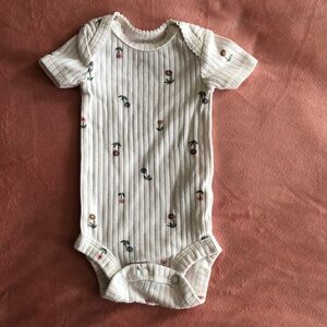 Carter's Cream Ribbed Bodysuit with Floral Accents